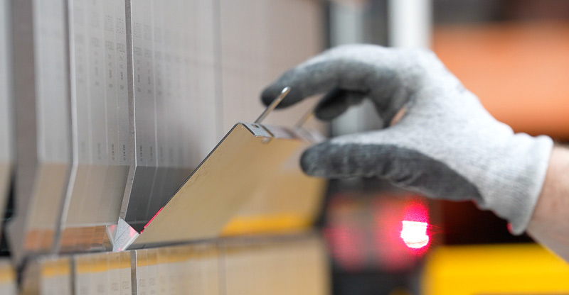 close up of custom metalwork on bending machine