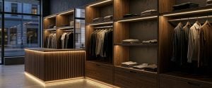 Retail space with LED strips generated using AI