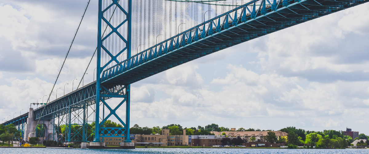 Ambassador Bridge connecting Windsor to Detroit