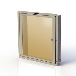 12U Cream In-wall Rack Cabinet with 10/32 Threaded Rack Rail | Penn Elcom