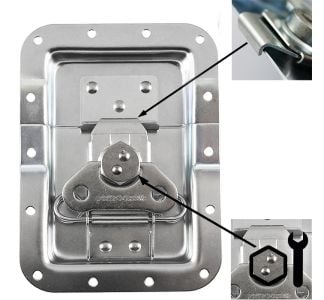 Large Low Mount Recessed Latch with Hexagonal Nut in Deep Dish with 25mm Offset