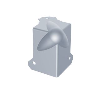 2 9/16" High PennBrite Brace Ball Corner with 1 3/16" Offset on One Leg and 1/32" Radius