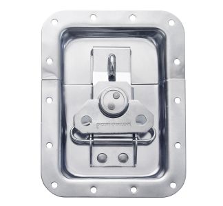 Large Recessed Latch with Padlock Hasp in Shallow Dish