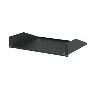 2U Black Vented Rack Shelf - 368mm Deep