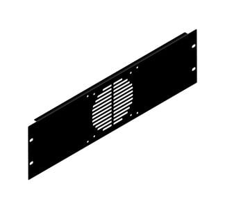 3U Black Flanged Rack Panel with Vents for 1 x Fan