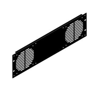 3U Black Flanged Rack Panel with Vents for 2 x Fans