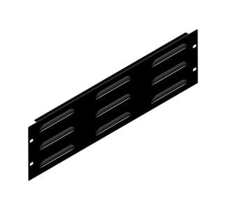 3U Black Flanged Rack Panel with Louvered Vents