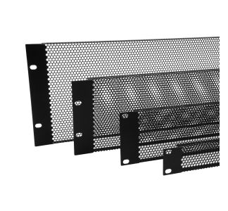 1U Black Fully Perforated Flanged Rack Panel