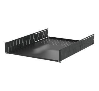 2U Black Clamping Rack Shelf - 23 5/8" Deep