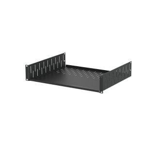 2U Black Clamping Rack Shelf - 367mm Deep