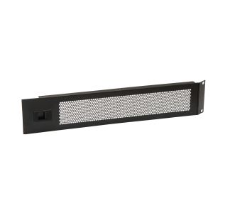 2U Black Hinged Vented Rack Panel with Slam Lock for 3mm Rails