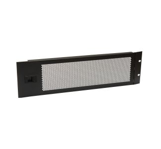 3U Black Hinged Vented Rack Panel with Slam Lock for 3mm Rails
