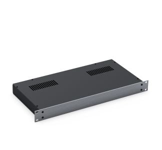 1U Black 220mm Deep Rack Box with a Silver Aluminium Front Panel