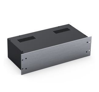 3U Black 220mm Deep Rack Box with a Silver Aluminium Front Panel