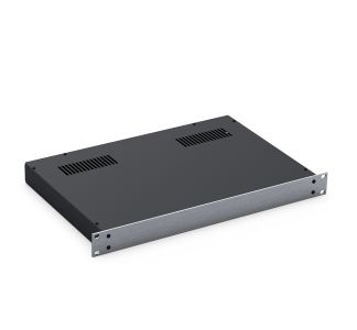 1U Black 300mm Deep Rack Box with a Silver Aluminium Front Panel