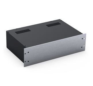 3U Black 300mm Deep Rack Box with a Silver Aluminium Front Panel