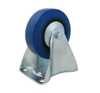 3 1/8" Fixed Caster with Rubber Blue Wheel