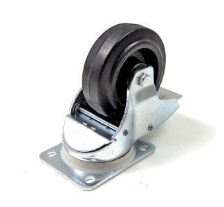100mm Braked Swivel Automatic Castor with Black Rubber Wheel