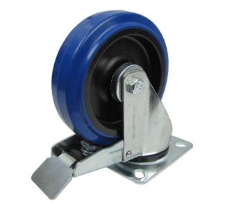 5" Braked Swivel Caster with Blue Wheel