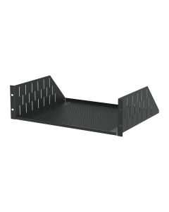 3U Black Vented Rack Shelf - 368mm Deep