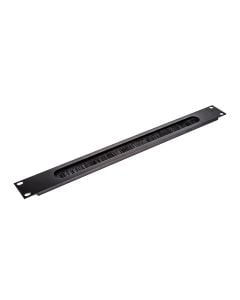 1U Black Rack Panel with Cable Access Slot and Brushes