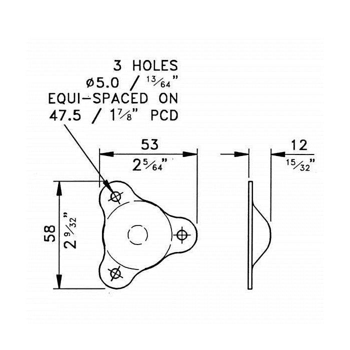 12mm High Zinc Metal Foot with 3 Mounting Holes | Penn Elcom