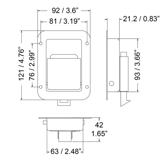 Large Heavy Duty Slam Latch with Paddle Handle