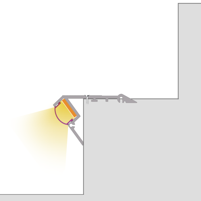 39 Long 2 1 8 x 1 1 8 Stair Nose Aluminium Profile Kit for up to 1 2 LED Strips