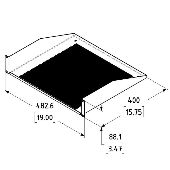 2U Black Vented Rack Shelf | Penn Elcom