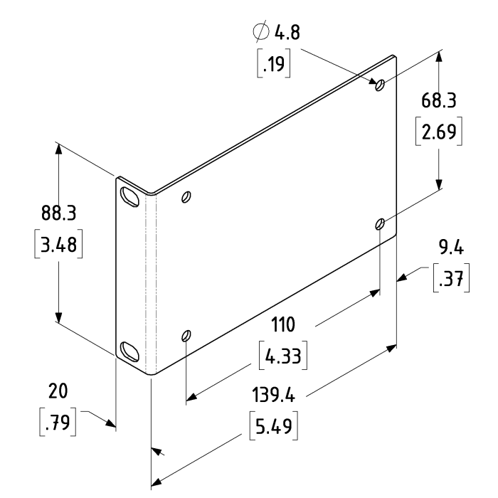 2U Black Rack Mounting Bracket | Penn Elcom