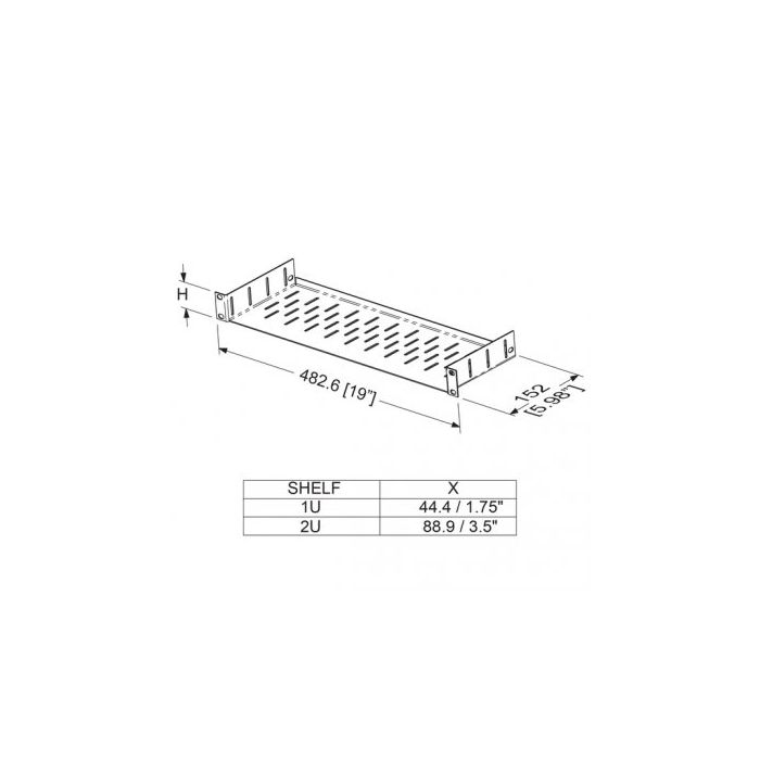 1U Shallow Clamping Rack Shelf - 6