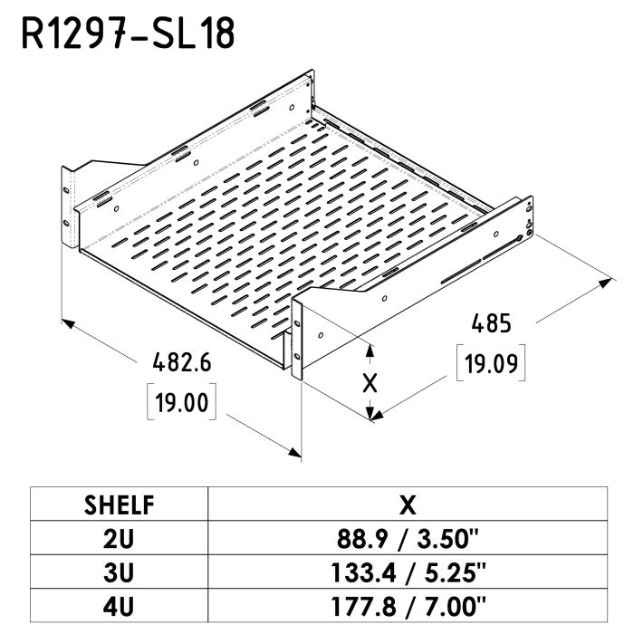 2U Sliding Rack Tray 455mm Deep R1297-SL18-2UK | Penn Elcom