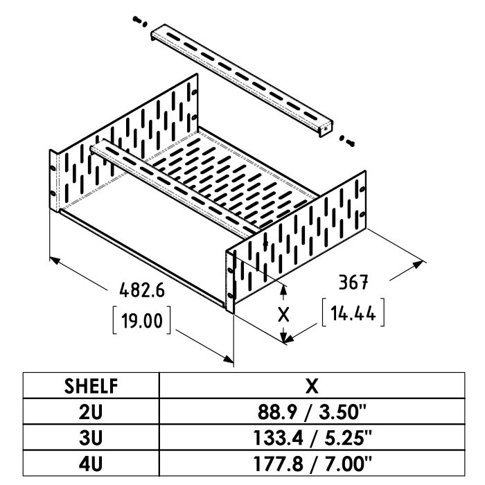 2U Clamping Rack Shelf | Penn Elcom