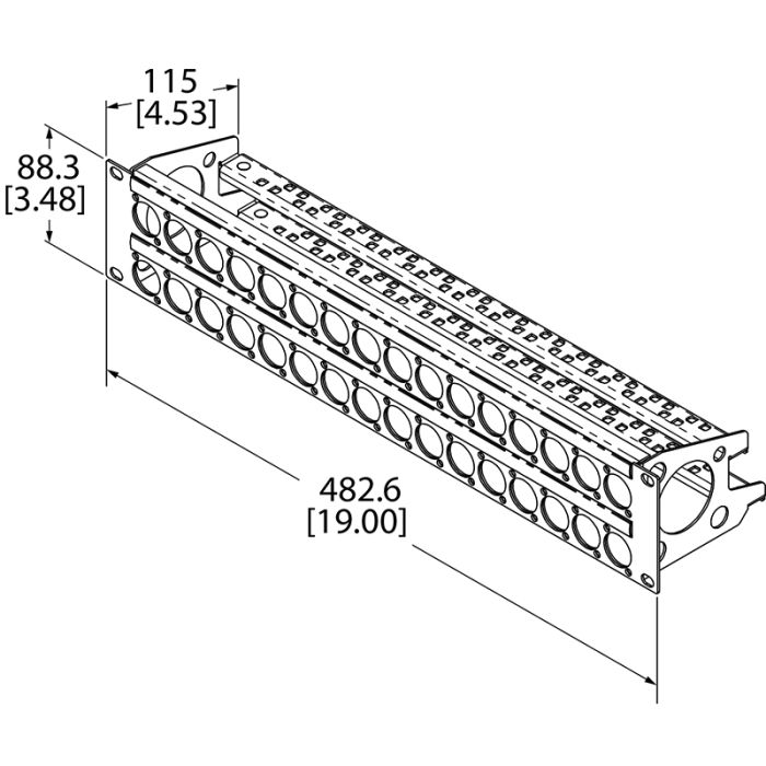 2U Rack Panels for 32 x D-Series Connectors with Cable