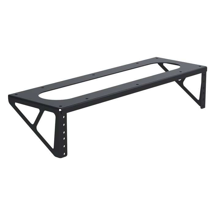 2U Black Under Desk Rack Bracket with 10/32 Threaded Rails 2u
