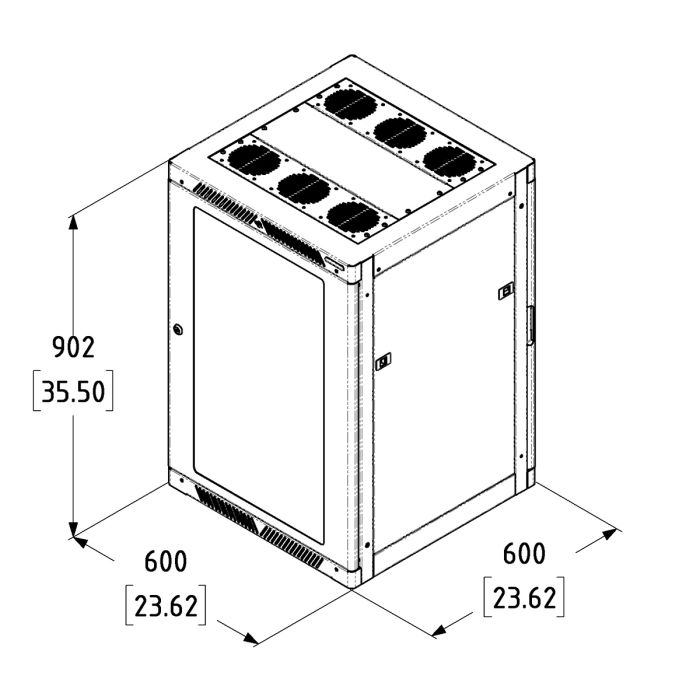 unico エレムト　キャビネット 18U Server Enclosure / M6 Rails / 600mm x 600mm / Poly Door | Penn