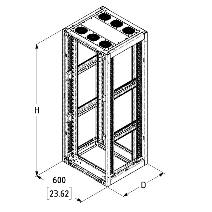 42U Open Rack Tower / M6 Rails / 600mm x 940mm | Penn Elcom