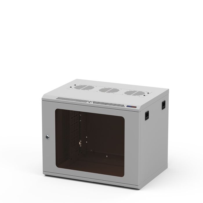 450mm Deep 9U White Wall Mount Rack with M6 Threaded Rails and Poly ...