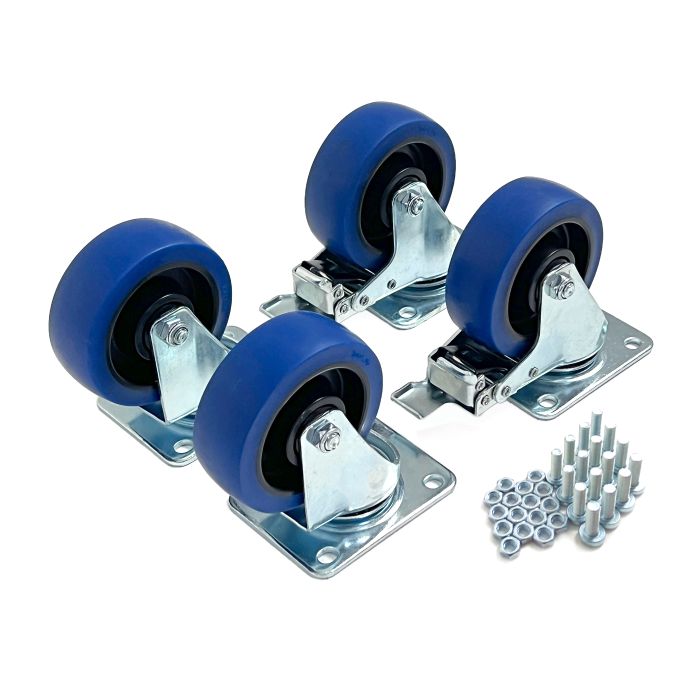 MFLASMF 4xHeavy Duty Swivel Castor Wielen Trolley Meubilair Caster Vervanging Polyurethaan Wielen Industriële Plaat Casters, Bewegende Caster Wielen,Werkbank Transport Rollen (Rem universa