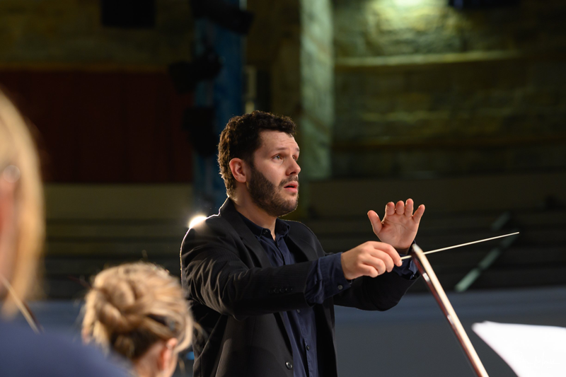 Conductor in the throes of his work