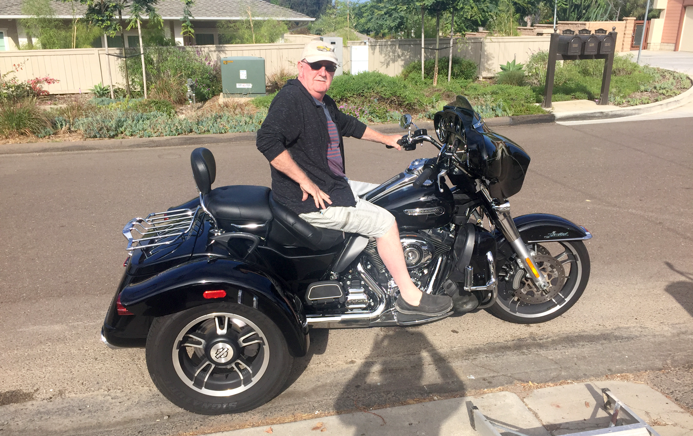 Frank on a motorcycle, raring to go