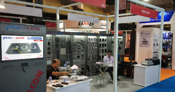 Penn Elcom Mumbai team sitting at stand awaiting customer interest