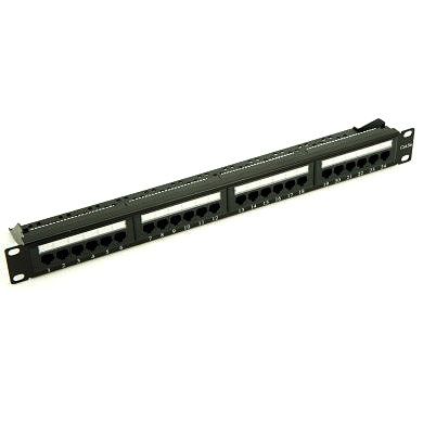 1U Rack Panel Filled with 24 x CAT 5e Connectors with Cable Management