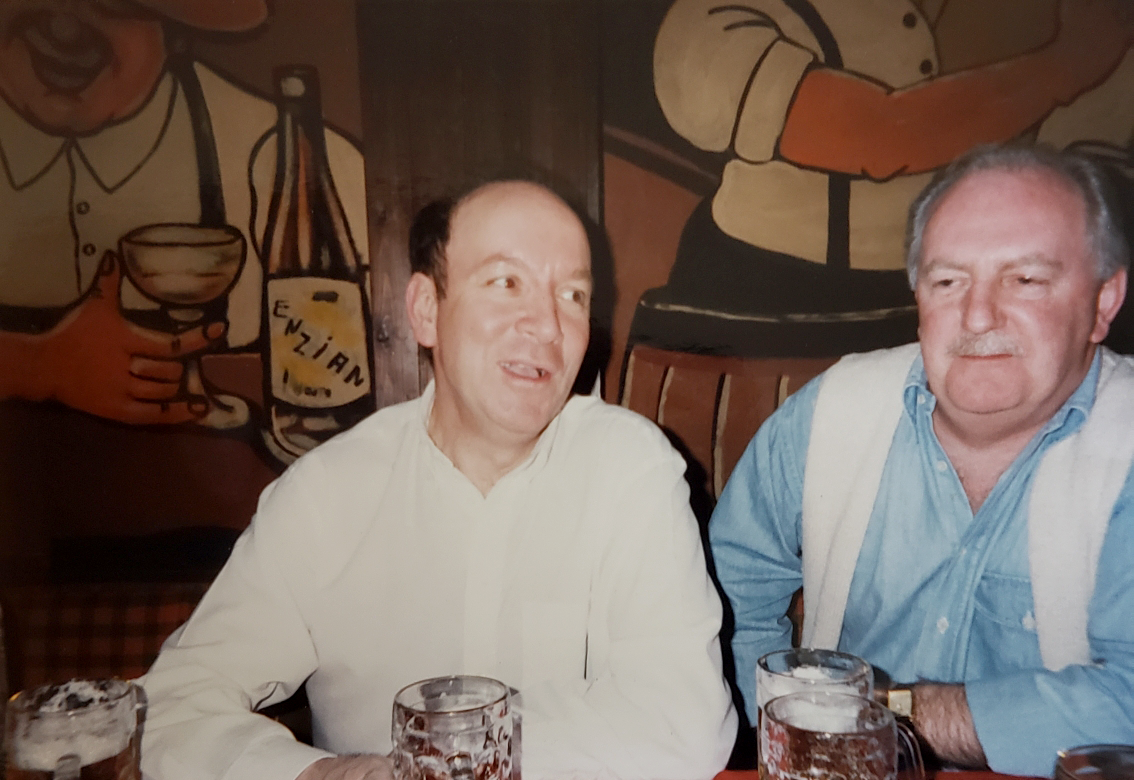 Roger and Frank sharing a beer
